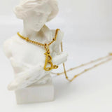 Heart Initial Necklace Golden Letter Charms Pendant Alphab