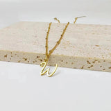 Heart Initial Necklace Golden Letter Charms Pendant Alphab