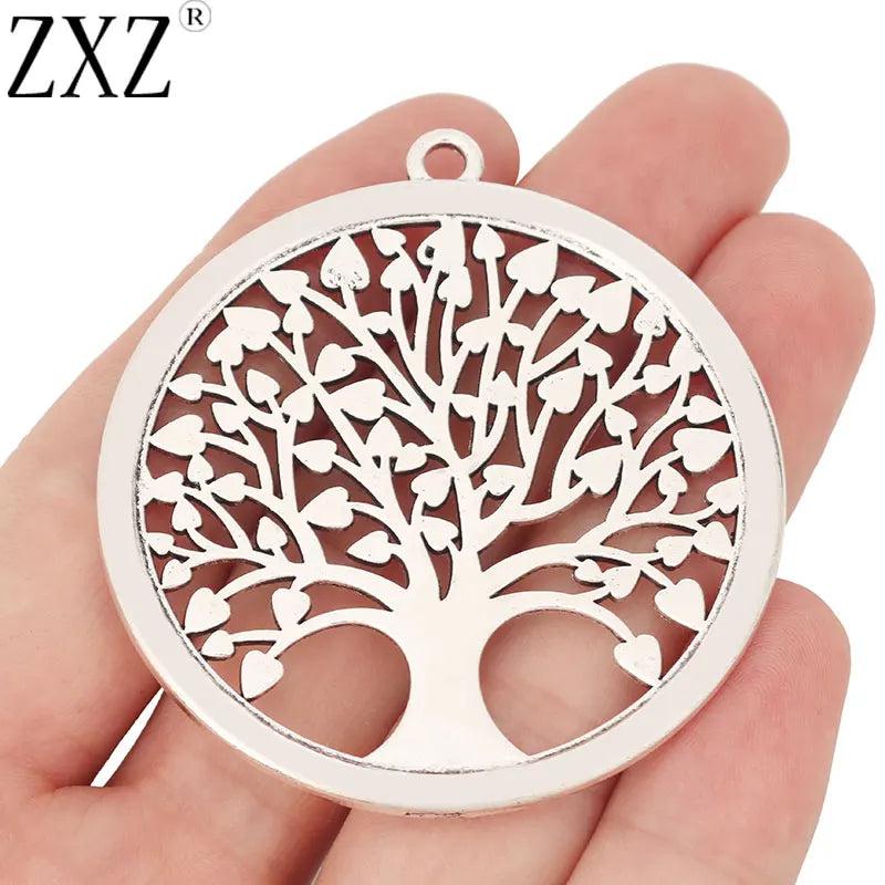 5pcs Tibetan Silver Tree Life Round Charms Pendants Necklace Jewelry 53x53mm
