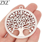 5pcs Tibetan Silver Tree Life Round Charms Pendants Necklace Jewelry 53x53mm