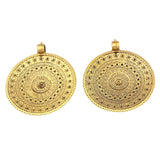 2 x Antique Large Bohemia Flower Round Charms Pendants for DIY Necklace Jewelry
