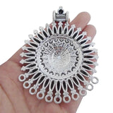 2pcs Tibetan Silver Large Round Flower Connectors Charms for Necklace Making