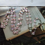 Pink Love Heart Rosary Beads Necklace Virgin Mary Christ Jesus Cross Pendant