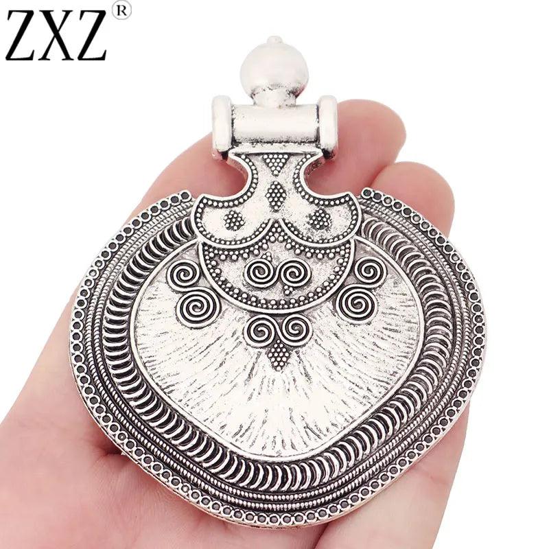 2pcs Tibetan Silver Large Tribal Boho Charms Pendants for Necklace