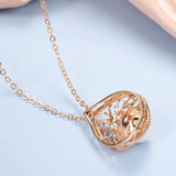 Kinel Pearl Pendant Necklace 585 Rose With Zircon Charm Wedding Jewelry
