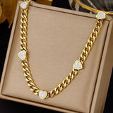 316L Stainless Steel Zircon Heart Charm Choker Necklace