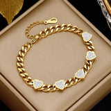 316L Stainless Steel Zircon Heart Charm Choker Necklace