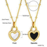 Heart Necklace Lock Beads Choker Woman Girl Stainless Steel Pendant Jewelry