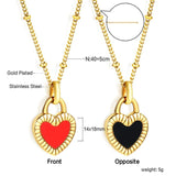 Heart Necklace Lock Beads Choker Woman Girl Stainless Steel Pendant Jewelry