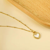 Heart Necklace Lock Beads Choker Woman Girl Stainless Steel Pendant Jewelry