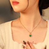 Heart Necklace Lock Beads Choker Woman Girl Stainless Steel Pendant Jewelry