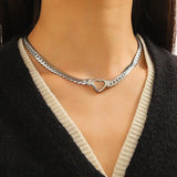 316L Stainless Steel Heart Charms Thick Chain Jewelry Set