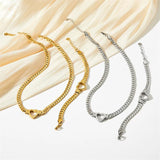 316L Stainless Steel Heart Charms Thick Chain Jewelry Set