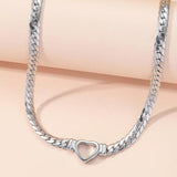 316L Stainless Steel Heart Charms Thick Chain Jewelry Set