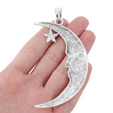 2pcs Tibetan Silver Man in Crescent Moon Star Charms Pendants