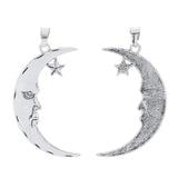2pcs Tibetan Silver Man in Crescent Moon Star Charms Pendants