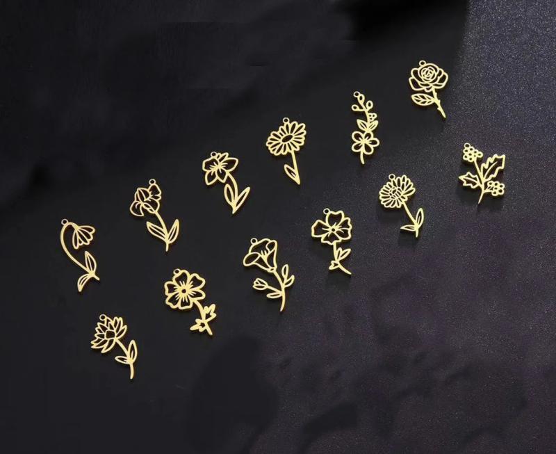 12pcs Stainless Steel Birthday Flowers DIY Jewelry Necklace Making