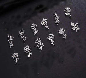12pcs Stainless Steel Birthday Flowers DIY Jewelry Necklace Making
