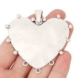 3pcs Silver Heart Connectors Charms Pendants for DIY Necklaces 67x65mm
