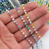 1m Stainless Steel Chain 3.5mm Crystal Bead for Jewelry Making
