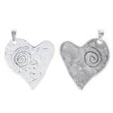 2pcs Large Spiral Swirl Hammered Heart Charms Pendants for Necklace Making