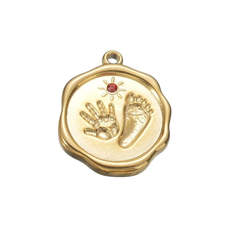 6pcs Stainless Steel Sun Charm Baby Hand and Foot Charm for Jewelry Making