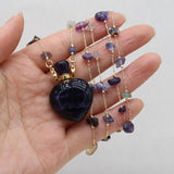 Natural Stone Amethyst Perfume Bottle Pendant Necklace DIY Jewelry