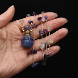 Natural Stone Amethyst Perfume Bottle Pendant Necklace DIY Jewelry