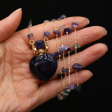 Natural Stone Amethyst Perfume Bottle Pendant Necklace DIY Jewelry