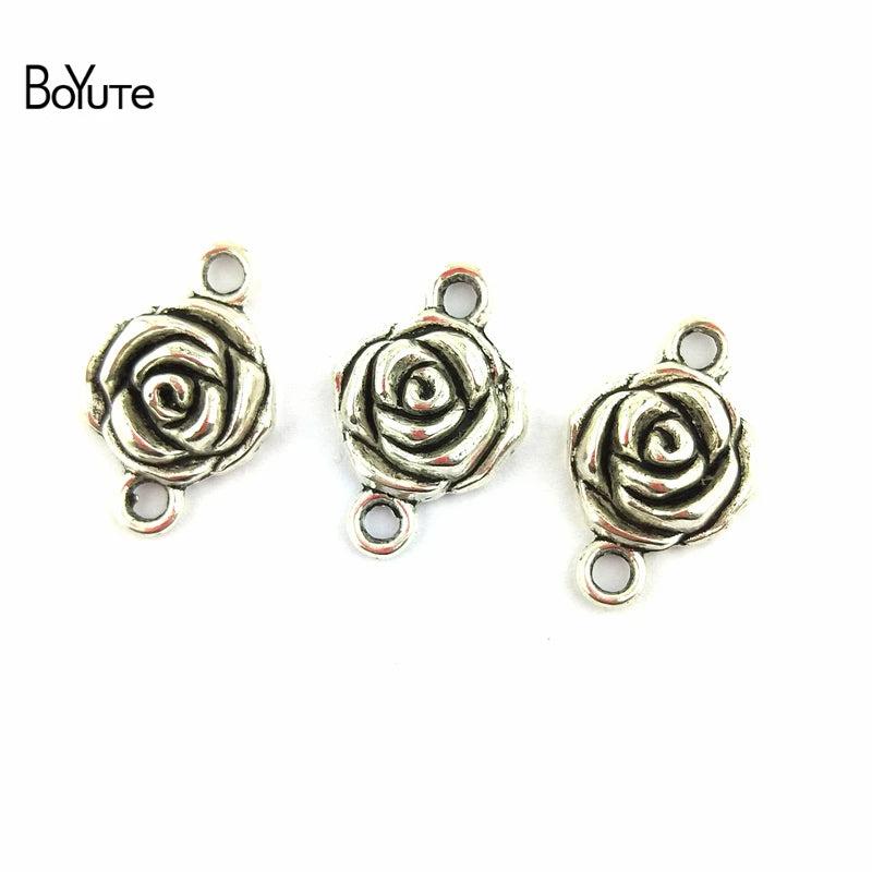 BoYuTe 16*25MM Antique Silver Rose Charms for Jewelry Making