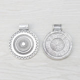 2 Tibetan Silver Large Round Medallion Charms Pendants 77x64mm