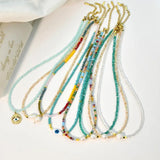 Evil Eye Pearl Pendant Necklace Bohemia Crystal Glass Beads Choker Jewelry