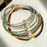 Evil Eye Pearl Pendant Necklace Bohemia Crystal Glass Beads Choker Jewelry