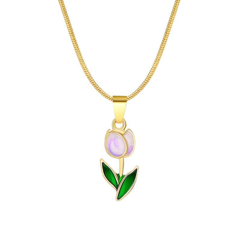 Tulip Necklace, Flower Pendant, Holiday Gift for Women