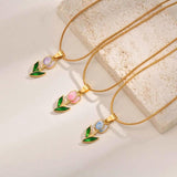 Tulip Necklace, Flower Pendant, Holiday Gift for Women