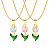 Tulip Necklace, Flower Pendant, Holiday Gift for Women