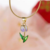 Tulip Necklace, Flower Pendant, Holiday Gift for Women