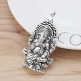 2 Pcs Tibetan Silver Ganesha Elephant God Charms Pendants 62x32mm