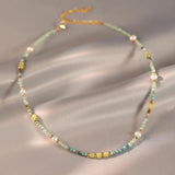 Colorful Stone Beads Pearl Necklace Women's Banquet Jewelry