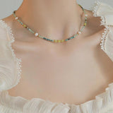 Colorful Stone Beads Pearl Necklace Women's Banquet Jewelry