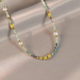 Colorful Stone Beads Pearl Necklace Women's Banquet Jewelry