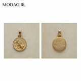 Elizabeth Coin Charm Owl Moon Key Pendant Stainless Steel Plated