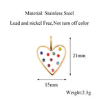 5 Pcs Rhinestone Heart Charms Pendant DIY Necklace Jewelry Findings