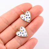 5 Pcs Rhinestone Heart Charms Pendant DIY Necklace Jewelry Findings