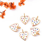 5 Pcs Rhinestone Heart Charms Pendant DIY Necklace Jewelry Findings