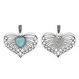 2pcs Large Filigree Heart Charms Pendants for Necklace Making