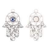 Large Tibetan Silver Evil Eye Hamsa Hand Charms Pendants