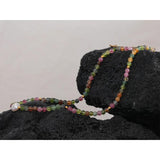 Multi Tourmaline Stone Pearl Necklace Stainless Steel Jewelry