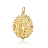 Religious Our Lady Brass CZ Jewelry Pendant Cross Mother Charms
