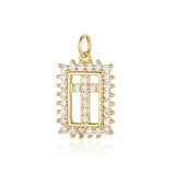 Religious Our Lady Brass CZ Jewelry Pendant Cross Mother Charms